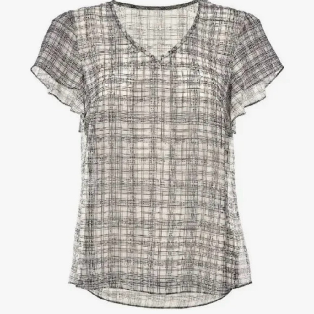 CAbi Black and White Checkered Blouse